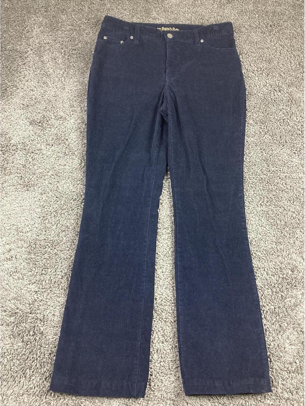 St. John's Bay Secretly Slender Corduroy Bootcut Jeans Navy Blue Stretch Sz  8